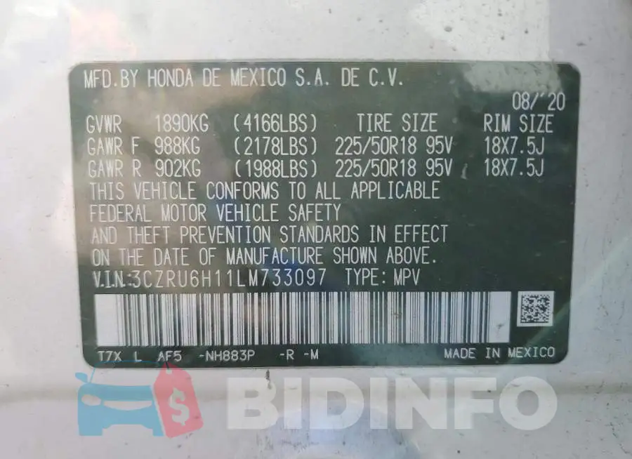 3CZRU6H11LM733097 Photo# 14