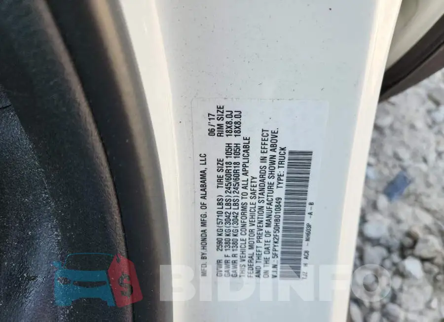 5FPYK2F50HB010849 Photo# 12