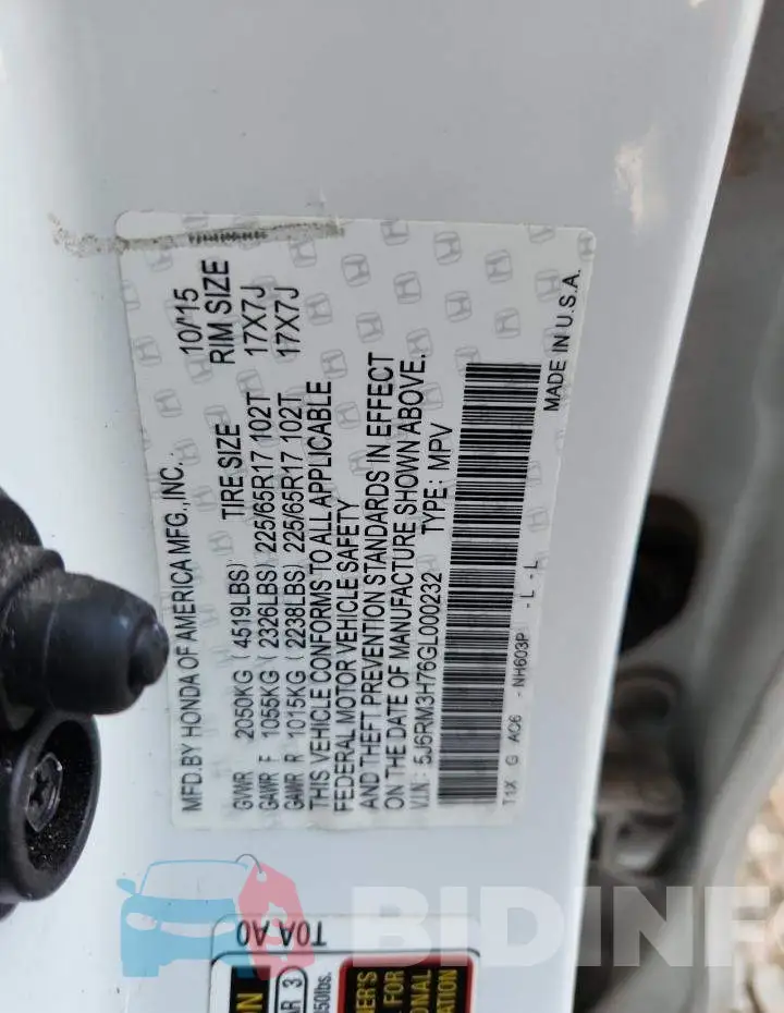 5J6RM3H76GL000232 Photo# 14
