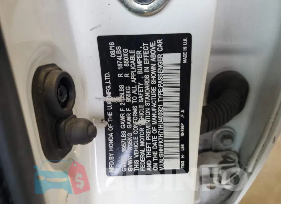 SHHFK7H71HU400921 Photo# 12