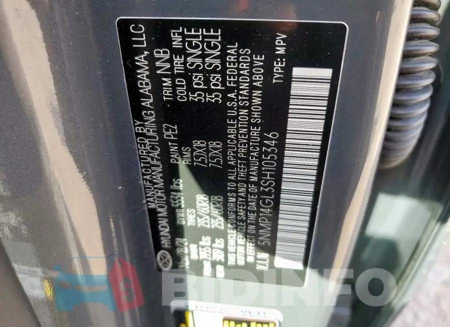 5NMP14GL3SH105346 Photo# 13