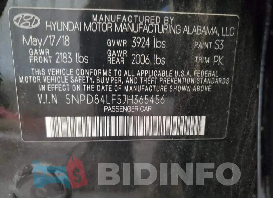 5NPD84LF5JH365456 Photo# 13