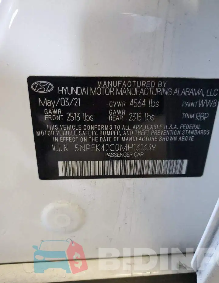 5NPEK4JC0MH131339 Photo# 13