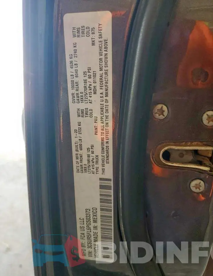 3C6UR5FL6PG503373 Photo# 12