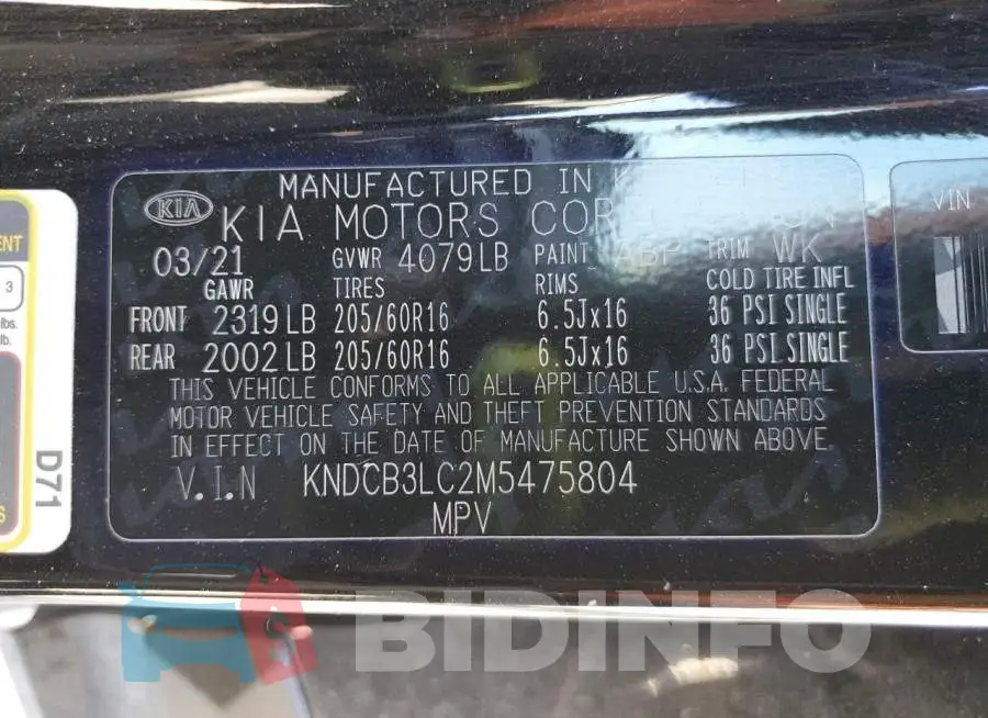 KNDCB3LC2M5475804 Photo# 13
