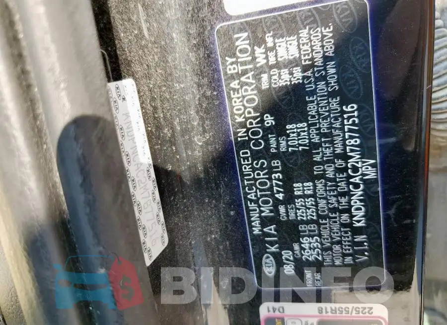 KNDPNCAC2M7877516 Photo# 13