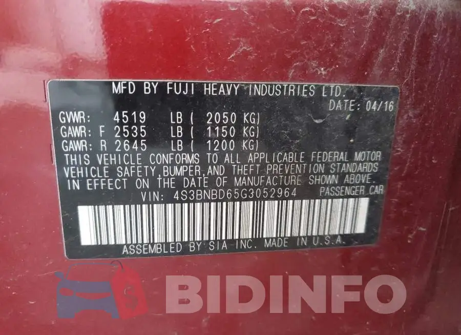 4S3BNBD65G3052964 Photo# 12