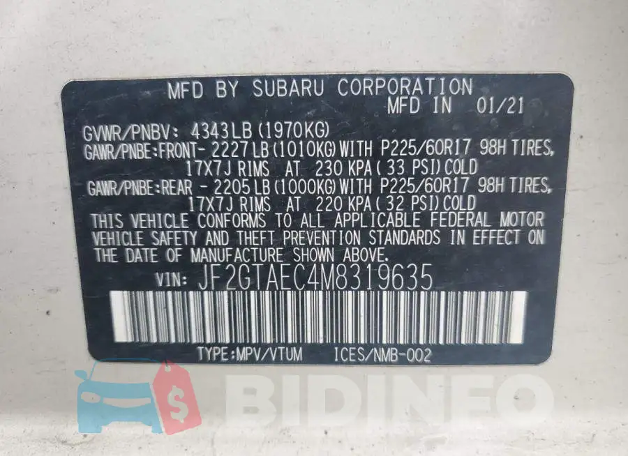 JF2GTAEC4M8319635 Photo# 14