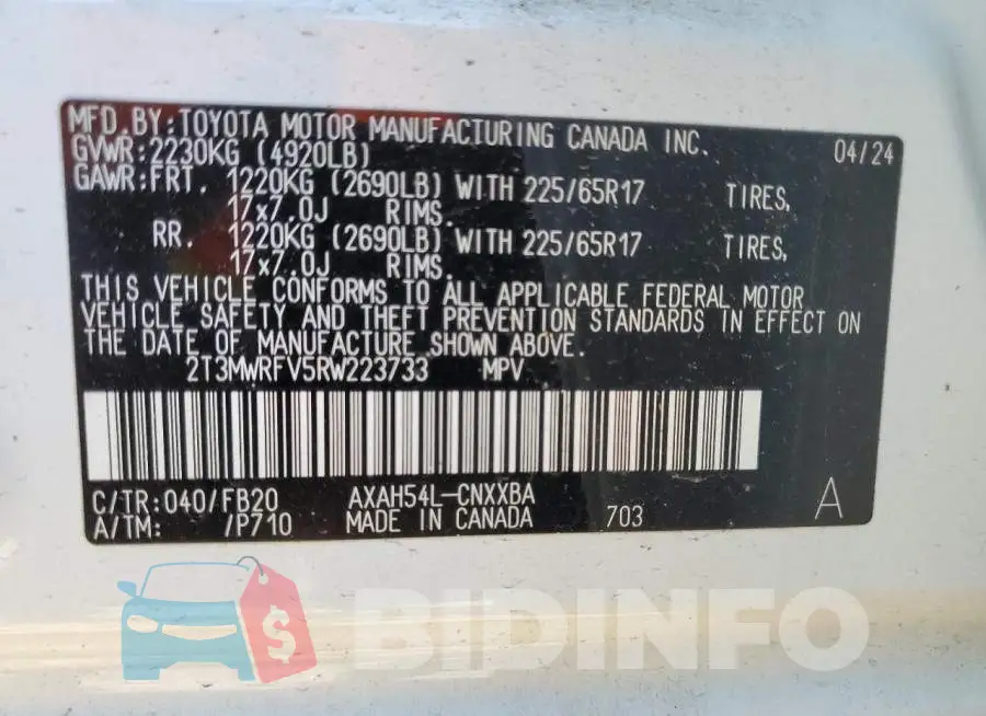 2T3MWRFV5RW223733 Photo# 13