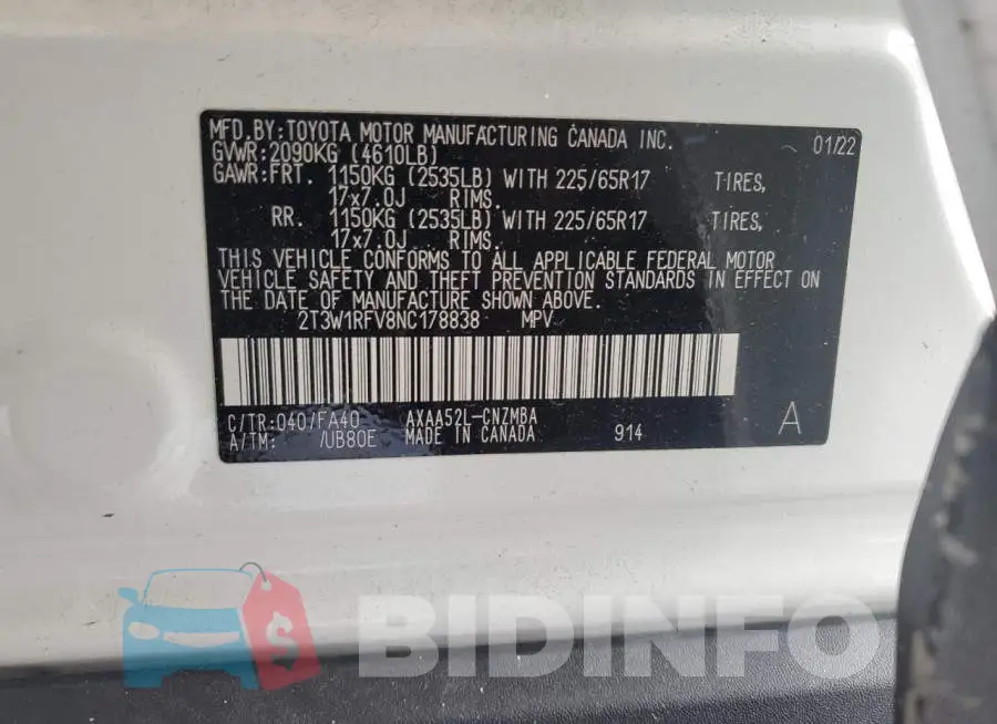 2T3W1RFV8NC178838 Photo# 14