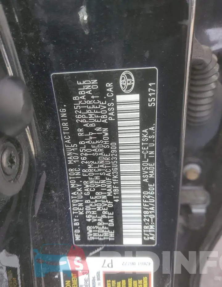 4T1BF1FK3GU532900 Photo# 12