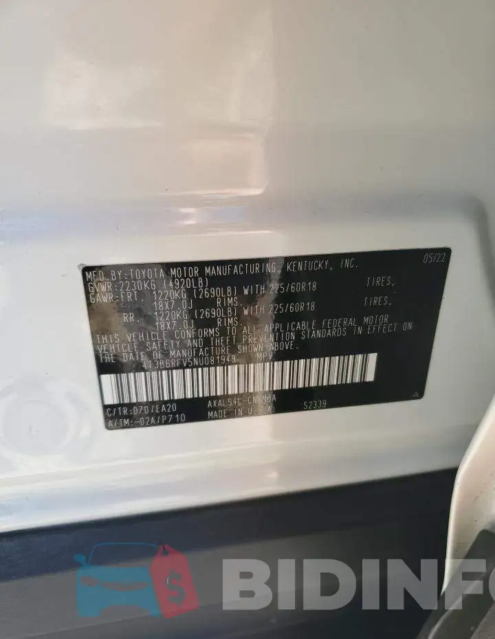 4T3B6RFV5NU081949 Photo# 13