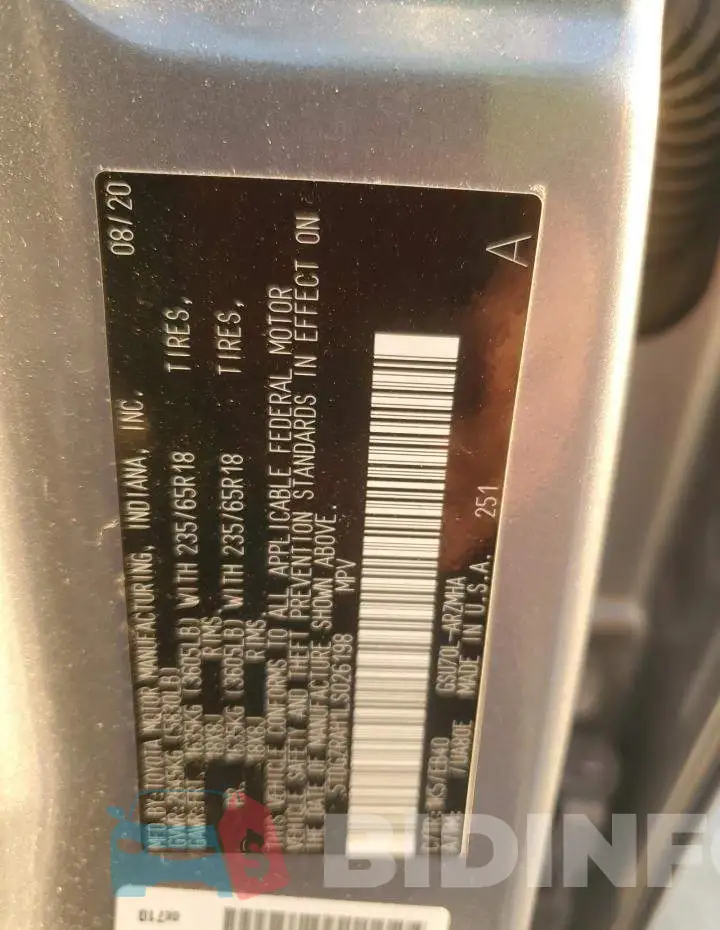 5TDGZRAH1LS026198 Photo# 13