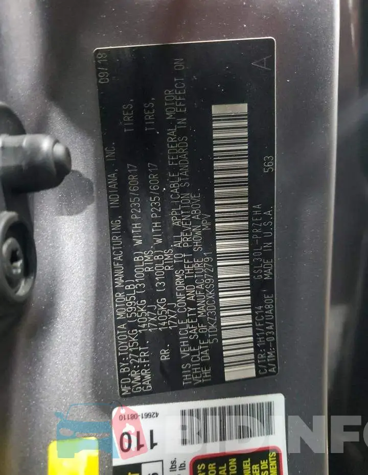 5TDKZ3DCXKS972791 Photo# 13