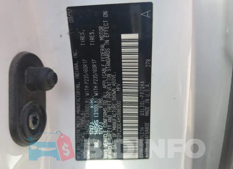 5TDYZ3DC4HS886900 Photo# 14