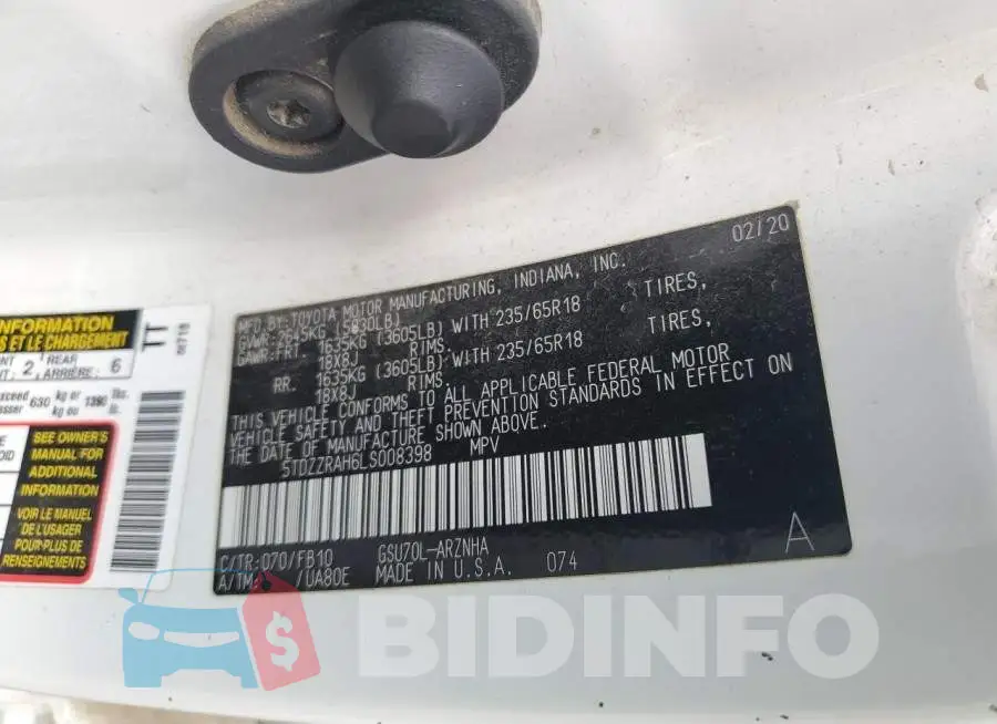 5TDZZRAH6LS008398 Photo# 13