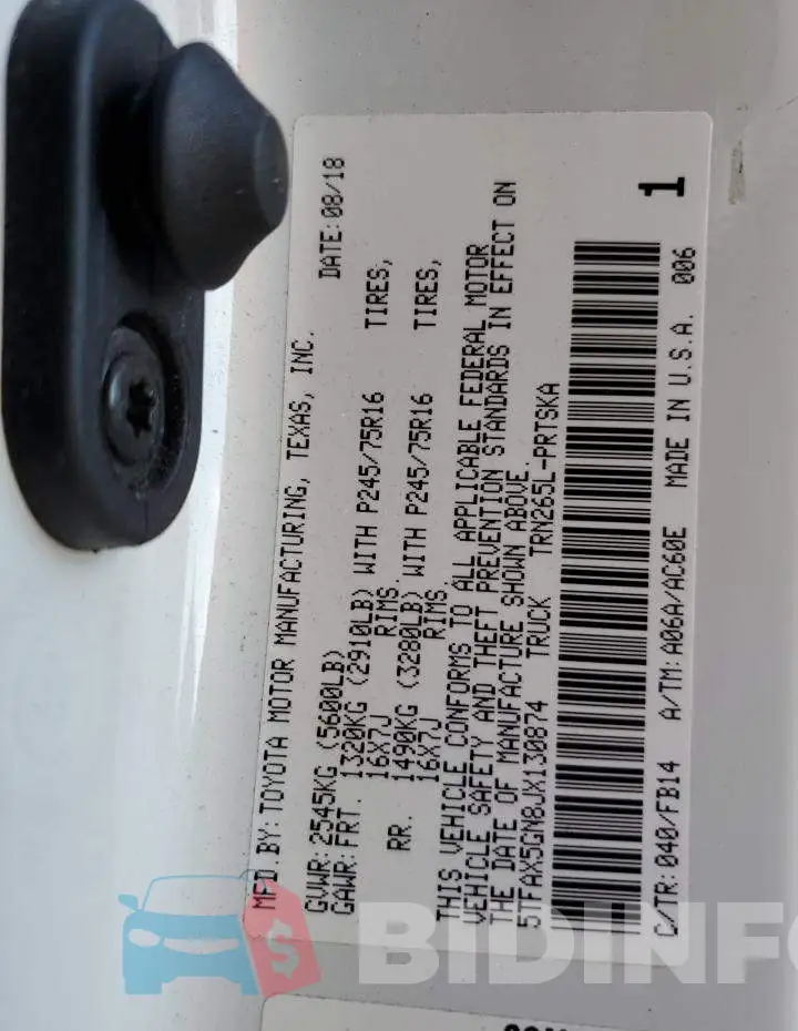 5TFAX5GN8JX130874 Photo# 13