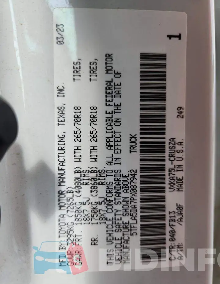 5TFLA5DA7PX087942 Photo# 12