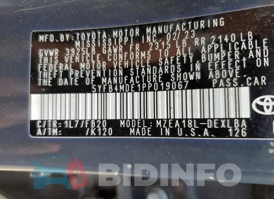 5YFB4MDE1PP019067 Photo# 12