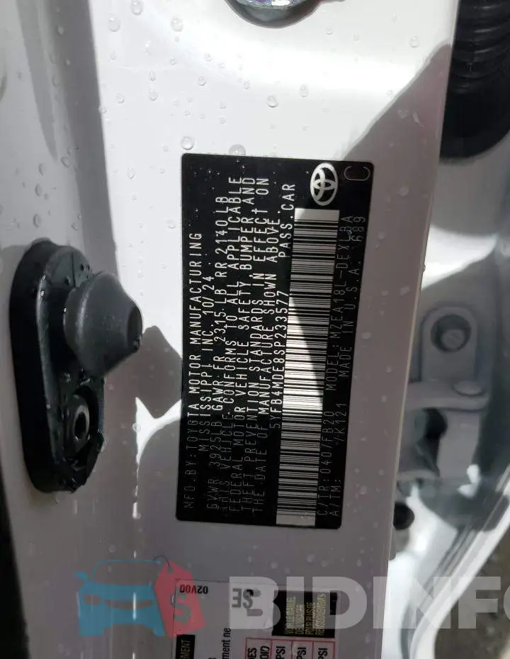 5YFB4MDE8SP233577 Photo# 12