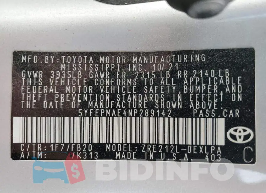 5YFEPMAE4NP289142 Photo# 13