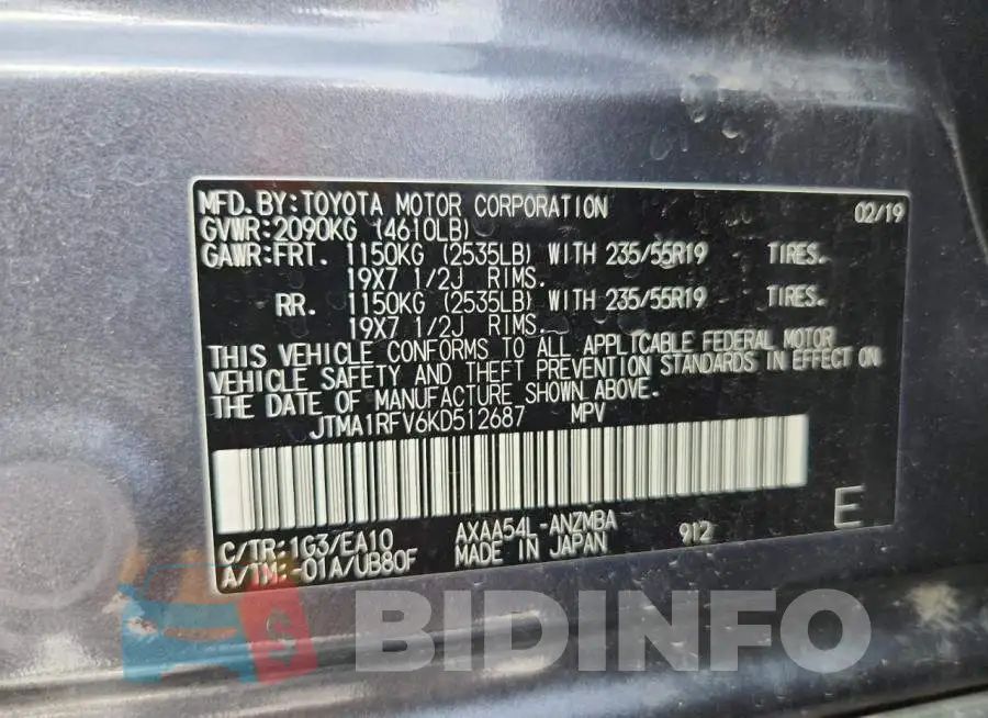 JTMA1RFV6KD512687 Photo# 13