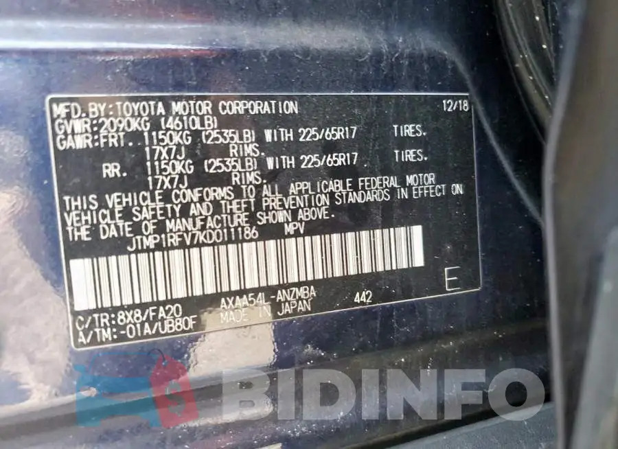 JTMP1RFV7KD011186 Photo# 13