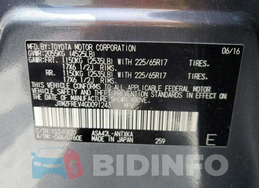 JTMZFREV4GD091243 Photo# 14
