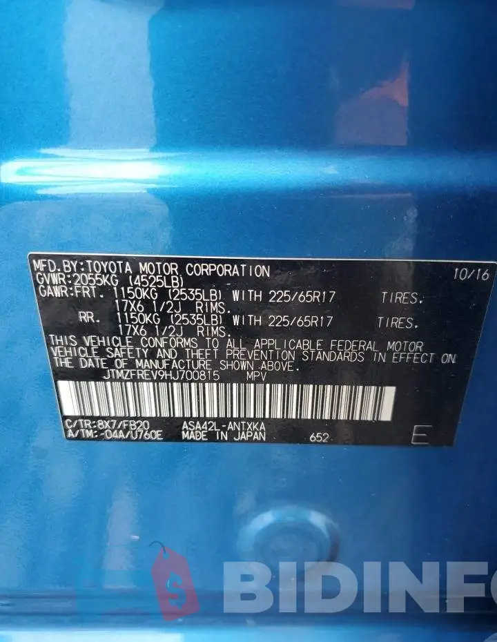 JTMZFREV9HJ700815 Photo# 14