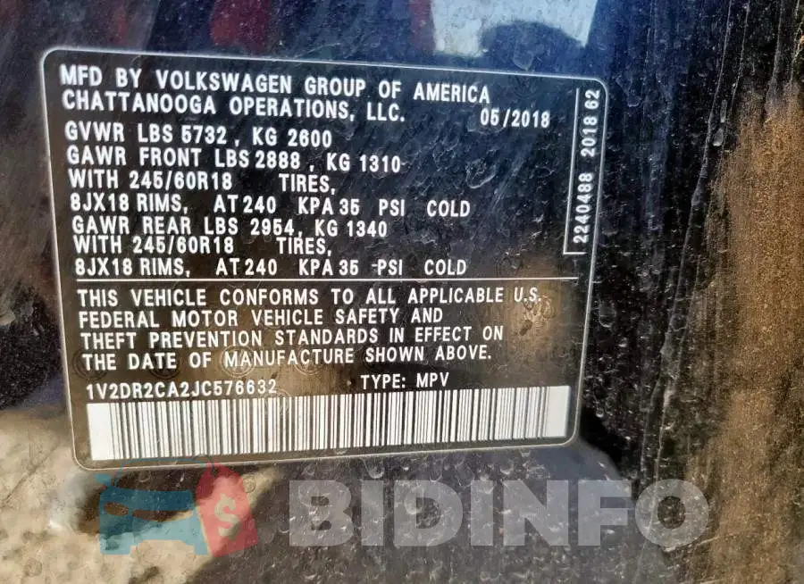1V2DR2CA2JC576632 Photo# 13