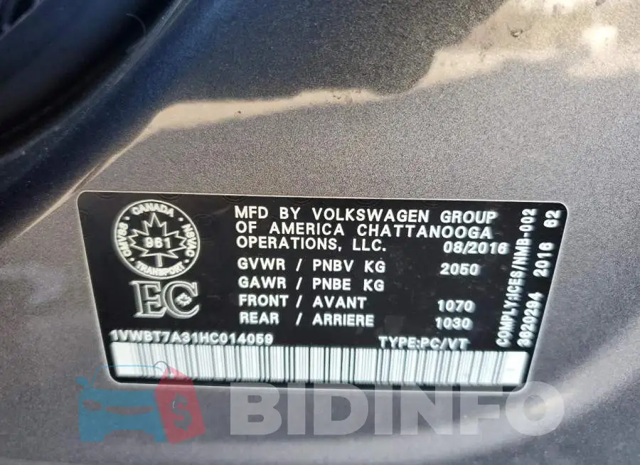 1VWBT7A31HC014059 Photo# 12
