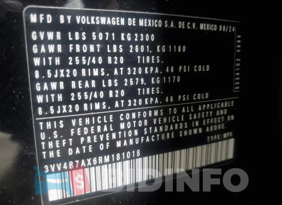 3VV4B7AX6RM181018 Photo# 14