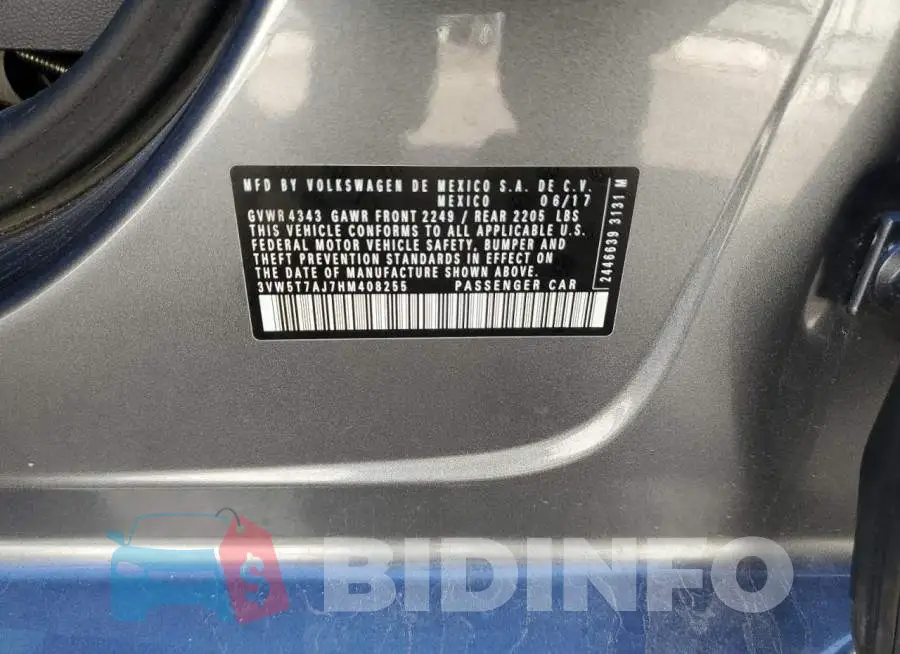 3VW5T7AJ7HM408255 Photo# 12