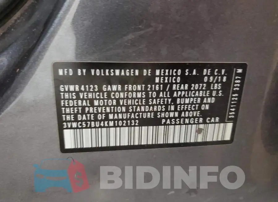 3VWC57BU4KM102132 Photo# 13