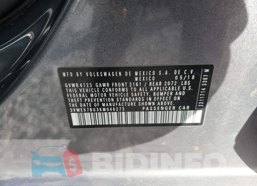 3VWE57BU3KM046273 Photo# 12