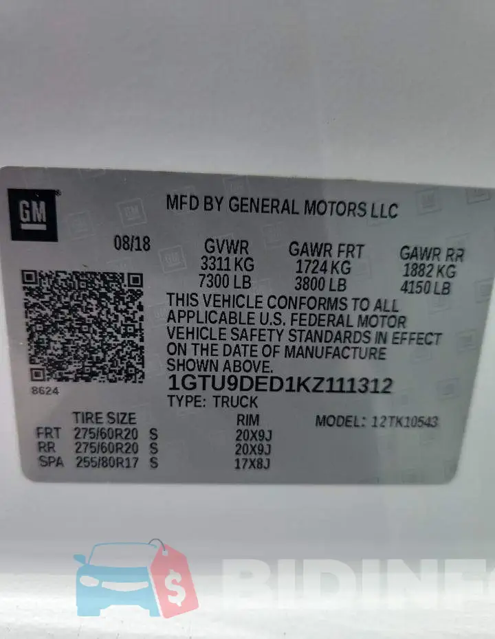 1GTU9DED1KZ111312 Photo# 12