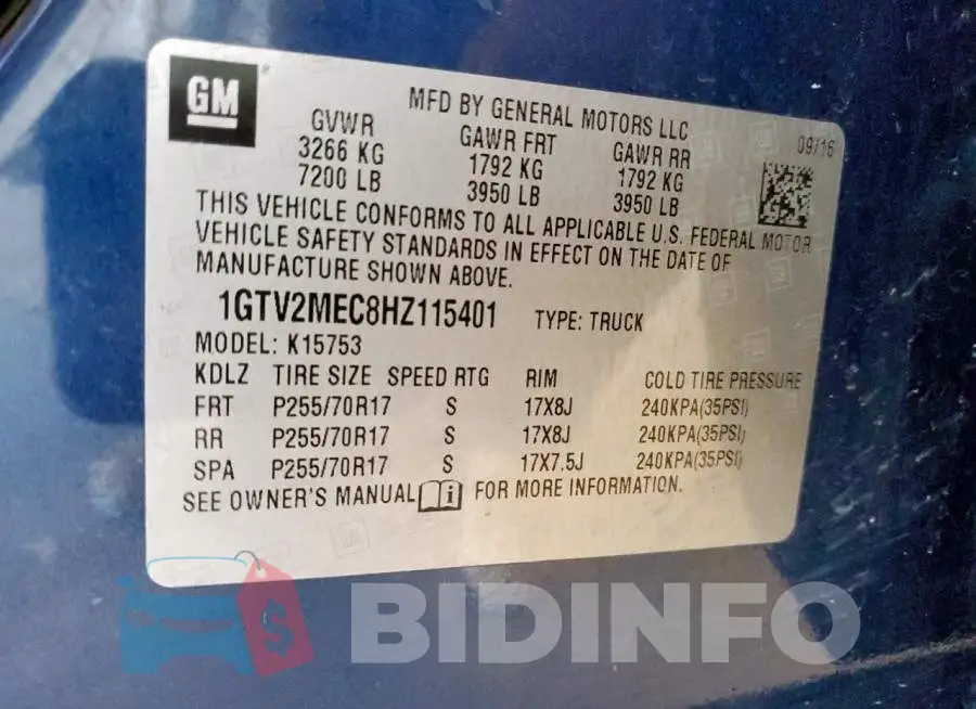 1GTV2MEC8HZ115401 Photo# 12