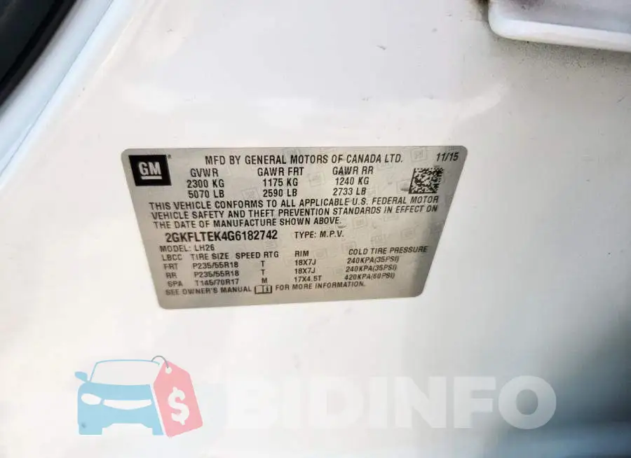 2GKFLTEK4G6182742 Photo# 14