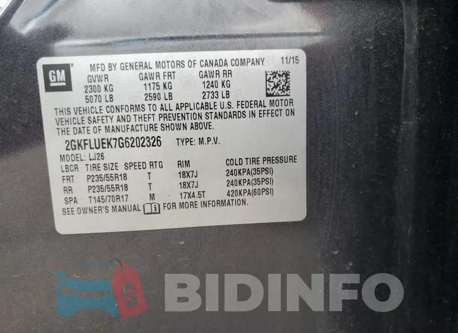 2GKFLUEK7G6202326 Photo# 13