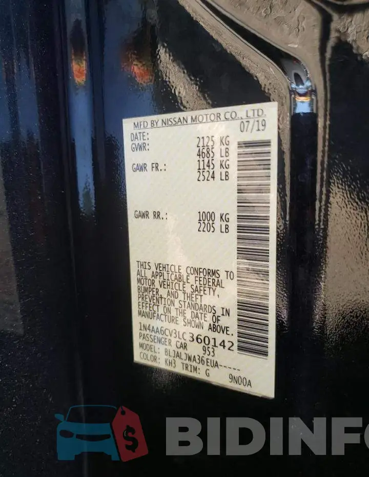 1N4AA6CV3LC360142 Photo# 13