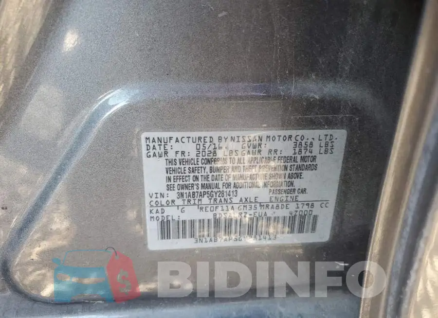 3N1AB7AP5GY281413 Photo# 12