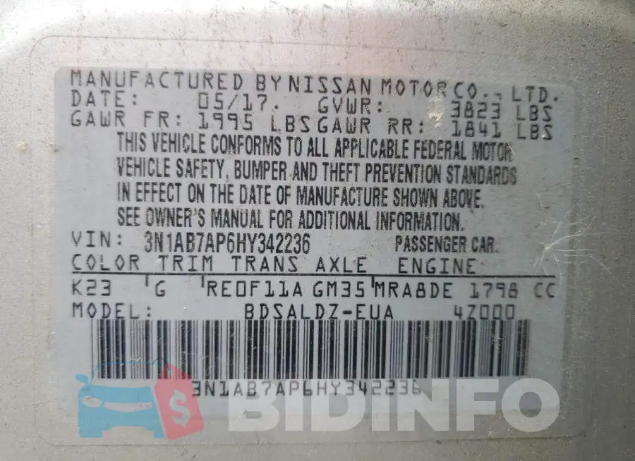 3N1AB7AP6HY342236 Photo# 12