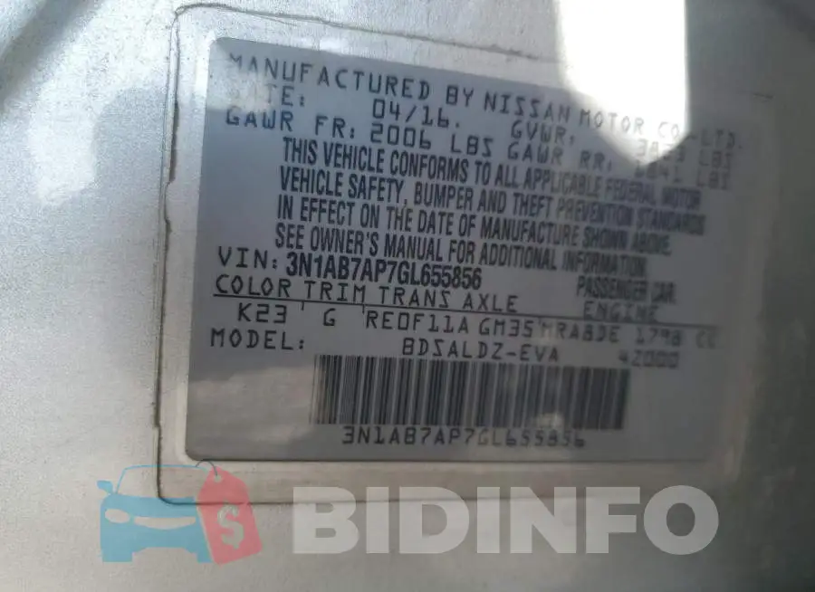 3N1AB7AP7GL655856 Photo# 13