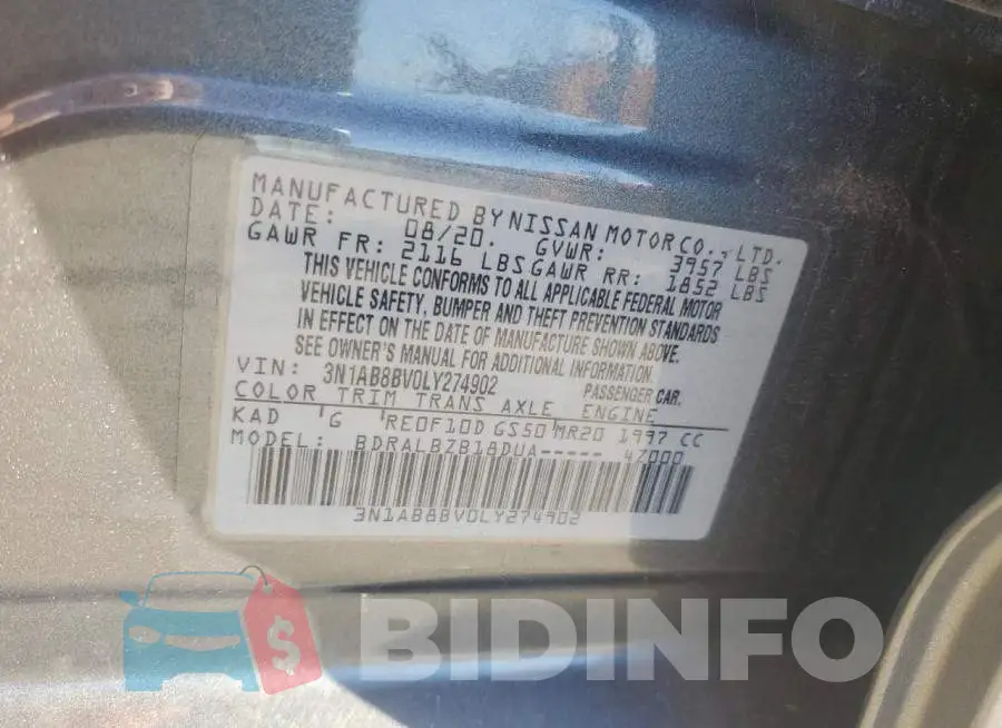 3N1AB8BV0LY274902 Photo# 12