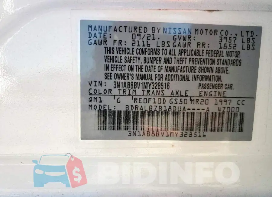 3N1AB8BV1MY328516 Photo# 13
