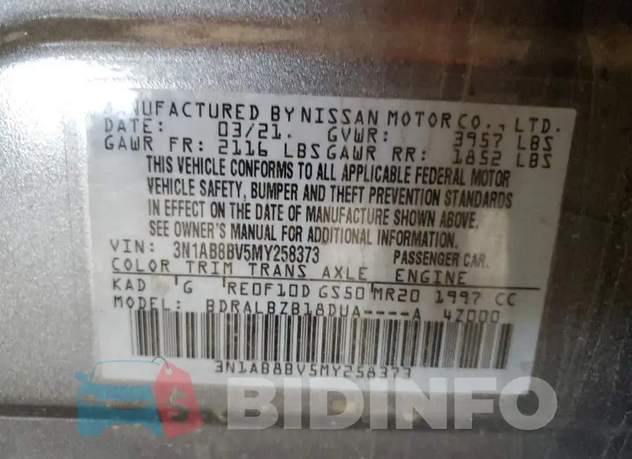 3N1AB8BV5MY258373 Photo# 12