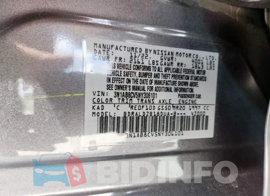 3N1AB8CV5NY306101 Photo# 13