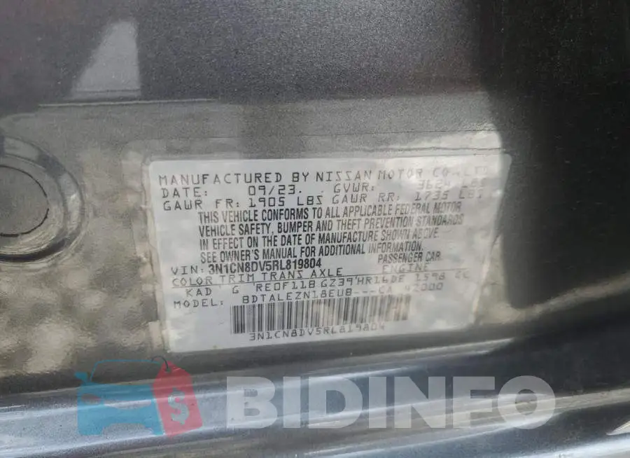 3N1CN8DV5RL819804 Photo# 12