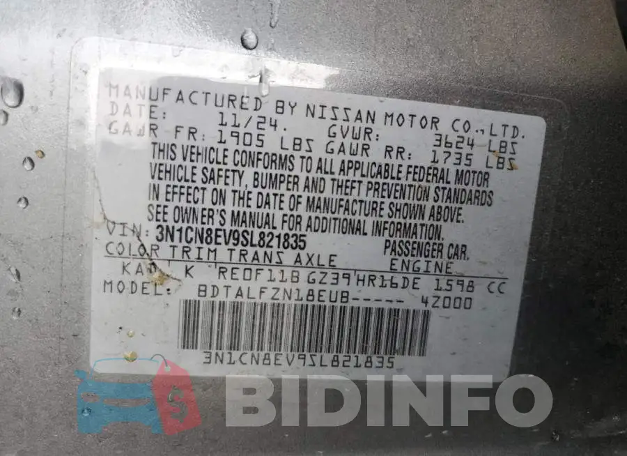 3N1CN8EV9SL821835 Photo# 12