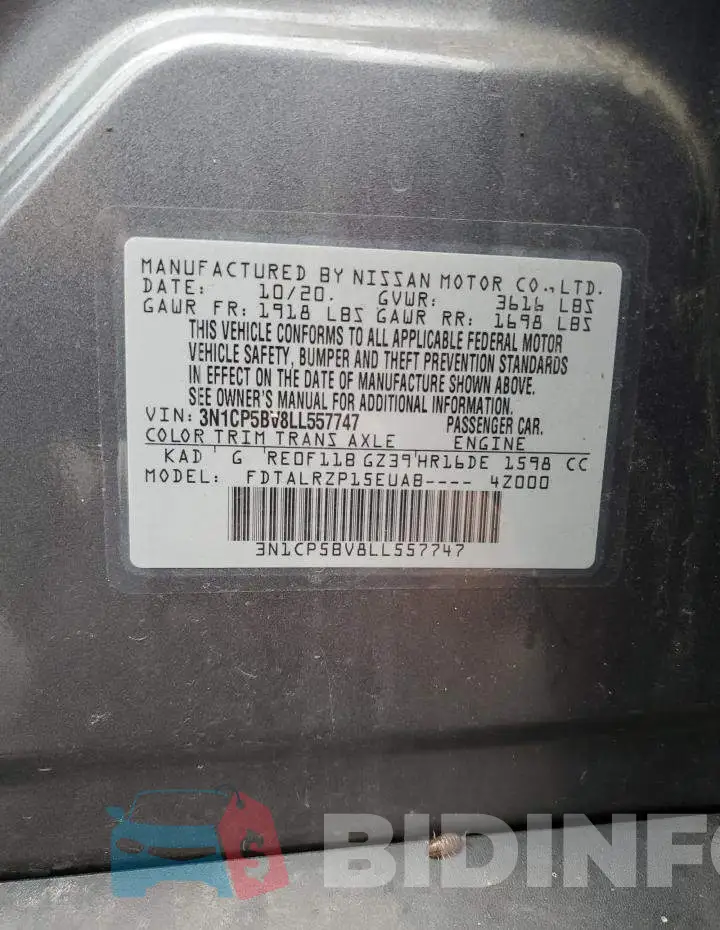 3N1CP5BV8LL557747 Photo# 12
